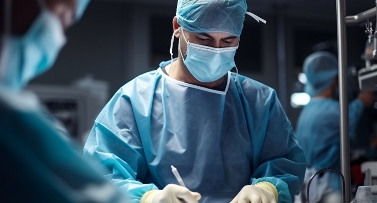 Surgeon performing ACL reconstruction surgery